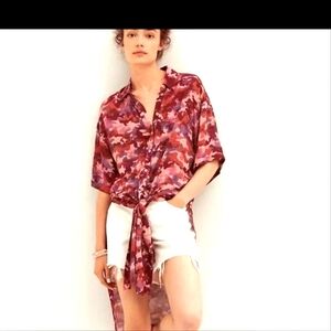 Anthropologie Womens Breezy Button Down Tunic